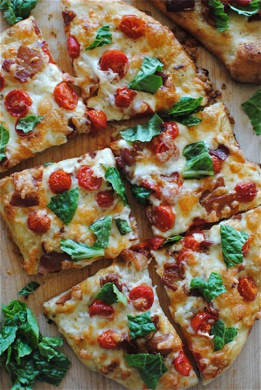 <strong>Get the <a href="http://bevcooks.com/2013/03/blt-pizza/" target="_blank">BLT Pizza recipe</a> by Bev Cooks</strong>