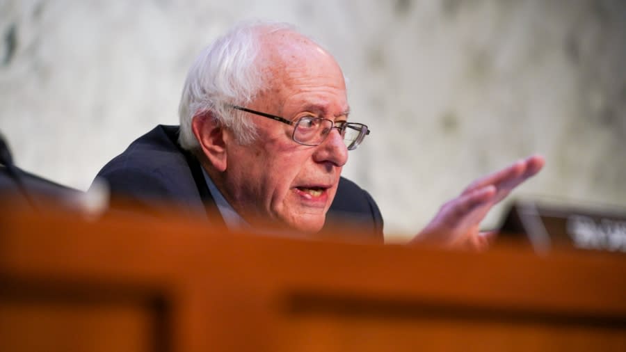 Sen. Bernie Sanders (I-Vt.) at a hearing on COVID vaccine pricing on March 22, 2023.