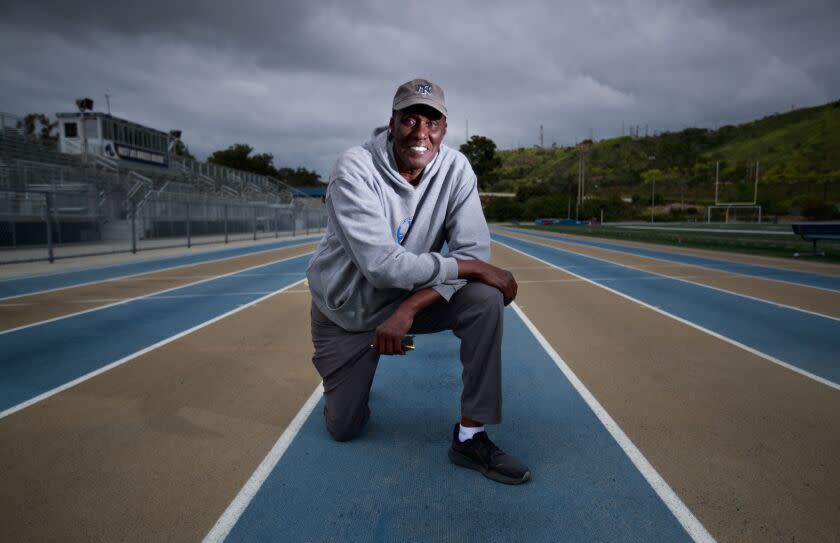 Track coach Bobby Kersee poses for a portrait.