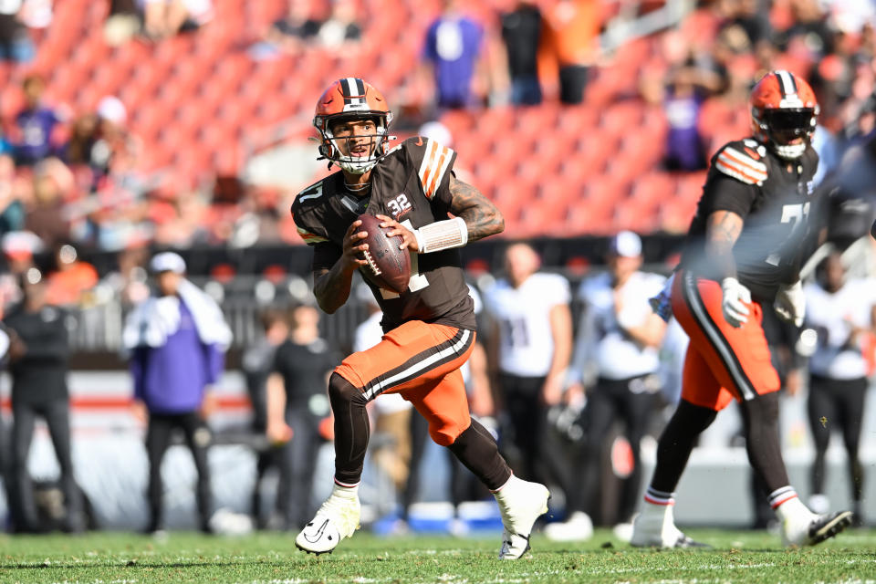 Dorian Thompson-Robinson will start at quarterback this week for the Browns. (Photo by Nick Cammett/Diamond Images via Getty Images)