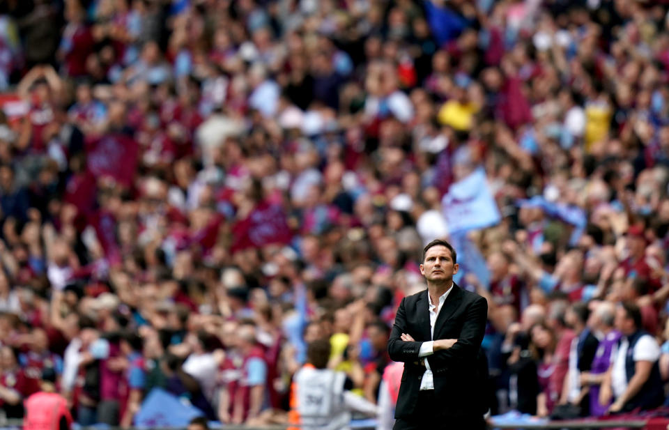 Derby County manager Frank Lampard during the Sky Bet Championship Play-off final at Wembley Stadium, London. (Photo by John Walton/PA Images via Getty Images)