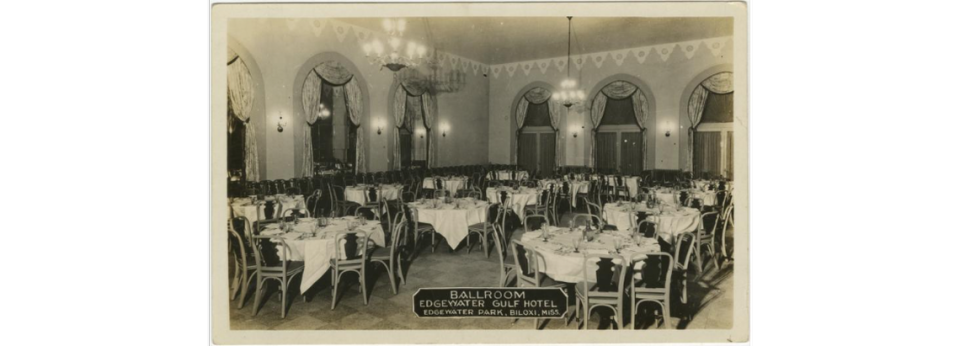 The ballroom inside the Edgewater Gulf Coast Hotel.