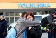 Czech Prime Minister Andrej Babis walks out of the University Hospital in Ostrava