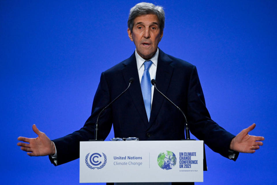 US special climate envoy, John Kerry speaks during a joint China and US statement on a declaration enhancing climate action in the 2020s. Source: Getty 