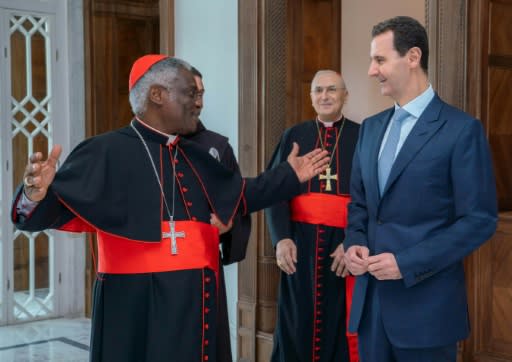 Syrian President Bashar al-Assad received two Vatican cardinals in Damascus