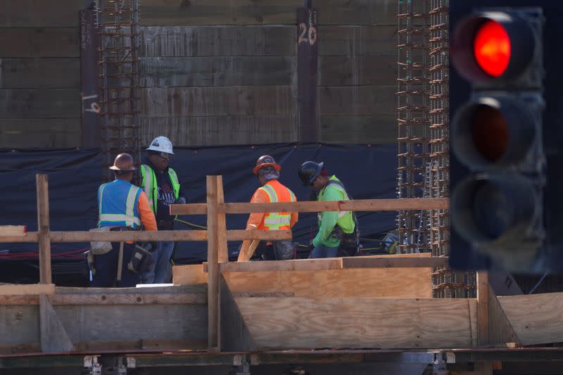 FILE PHOTO: Work crews construct a new hotel complex on oceanfront property in Encinitas, California