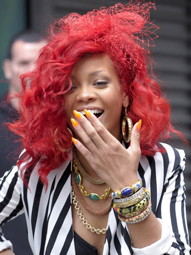 Rihanna is regularly rocking the new long nail trend.