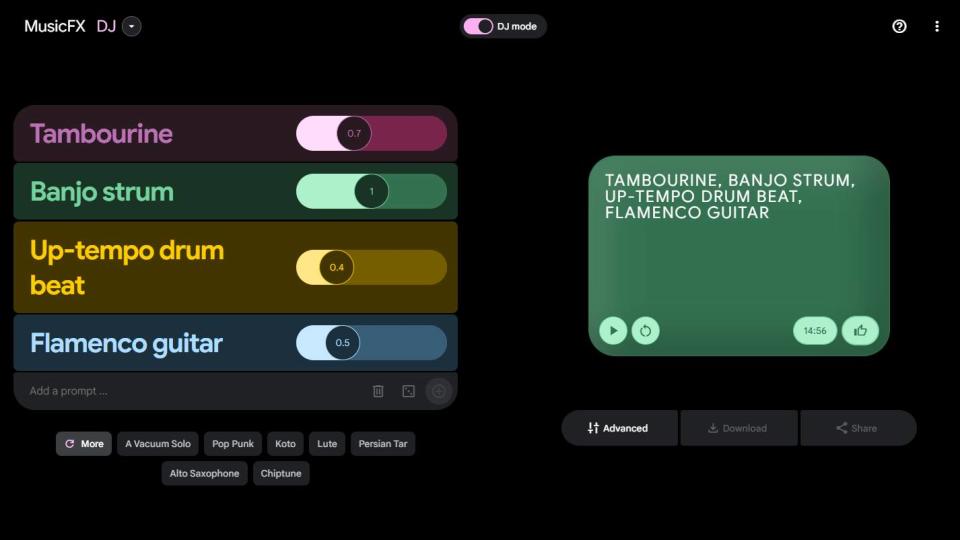 Screenshot of Google MusicFX DJ Mode