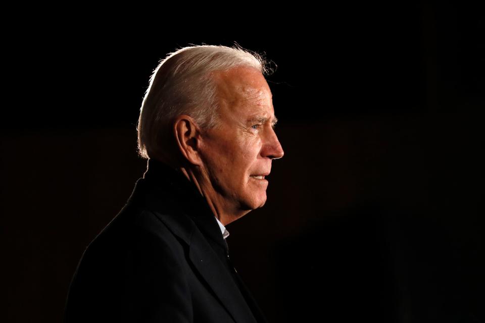 Democratic presidential candidate former Vice President Joe Biden speaks during a town hall meeting in Maquoketa, Iowa, in October 2019.