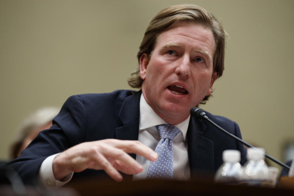 FILE - In this May 22, 2019, file photo, Christopher Krebs, director of the Cybersecurity and Infrastructure Security Agency, testifies on Capitol Hill in Washington. President Donald Trump on Tuesday, Nov. 17, 2020, fired Krebs, the director of the federal agency that vouched for the reliability of the 2020 election. Trump fired Krebs in a tweet, saying his recent statement defending the security of the election was “highly inaccurate.” (AP Photo/Carolyn Kaster, File)