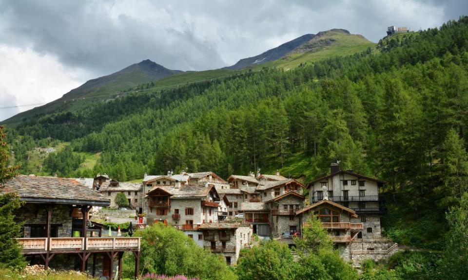 View of old Val d’Isere ski resort