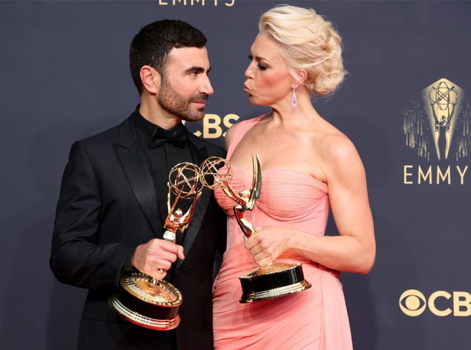 Brett Goldstein, Hannah Waddingham, 2021 Emmy Awards, Emmys, Candids