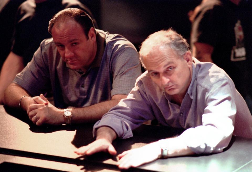 James Gandolfini and David Chase on the set of 'The Sopranos' (Getty Images)