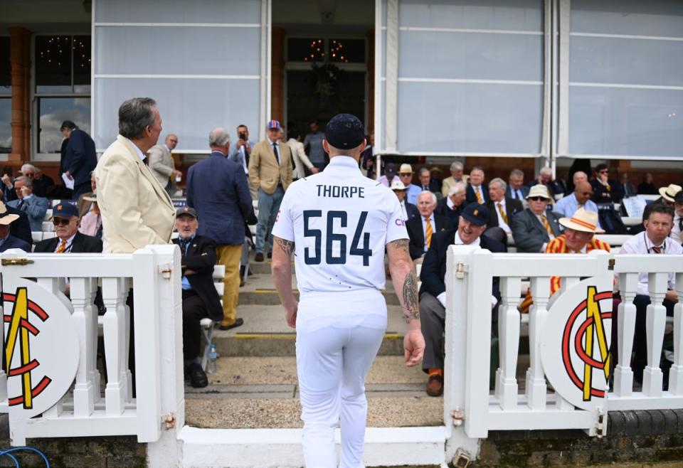 Ben Stokes wore a shirt in tribute to Graham Thorpe who was in hospital in June 2022 (Getty Images)