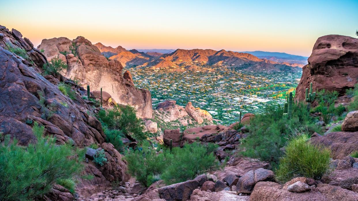  Colorful Sunrise on Camelback Mountain in Phoenix, Arizona. 