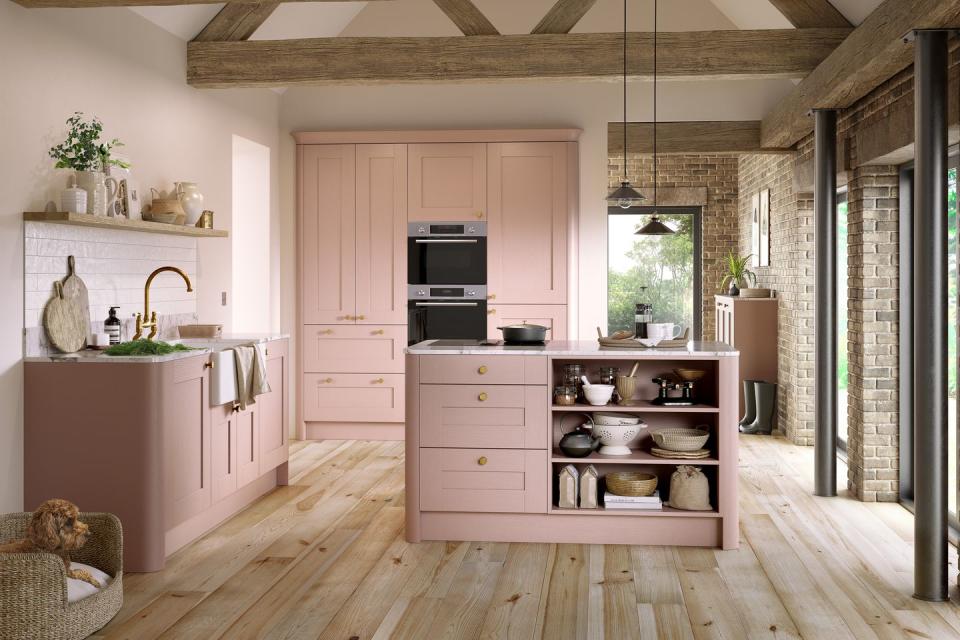 7) Kitchen island ideas: pink