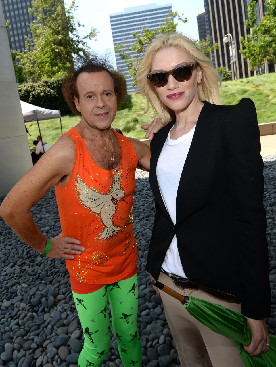 LOS ANGELES, CA - JUNE 02:  Richard Simmons (L) and Gwen Stefani attend the Elizabeth Glaser Pediatric AIDS Foundation's 24th Annual 'A Time For Heroes' at Century Park on June 2, 2013 in Los Angeles, California.  (Photo by Michael Buckner/Getty Images for EGPAF)