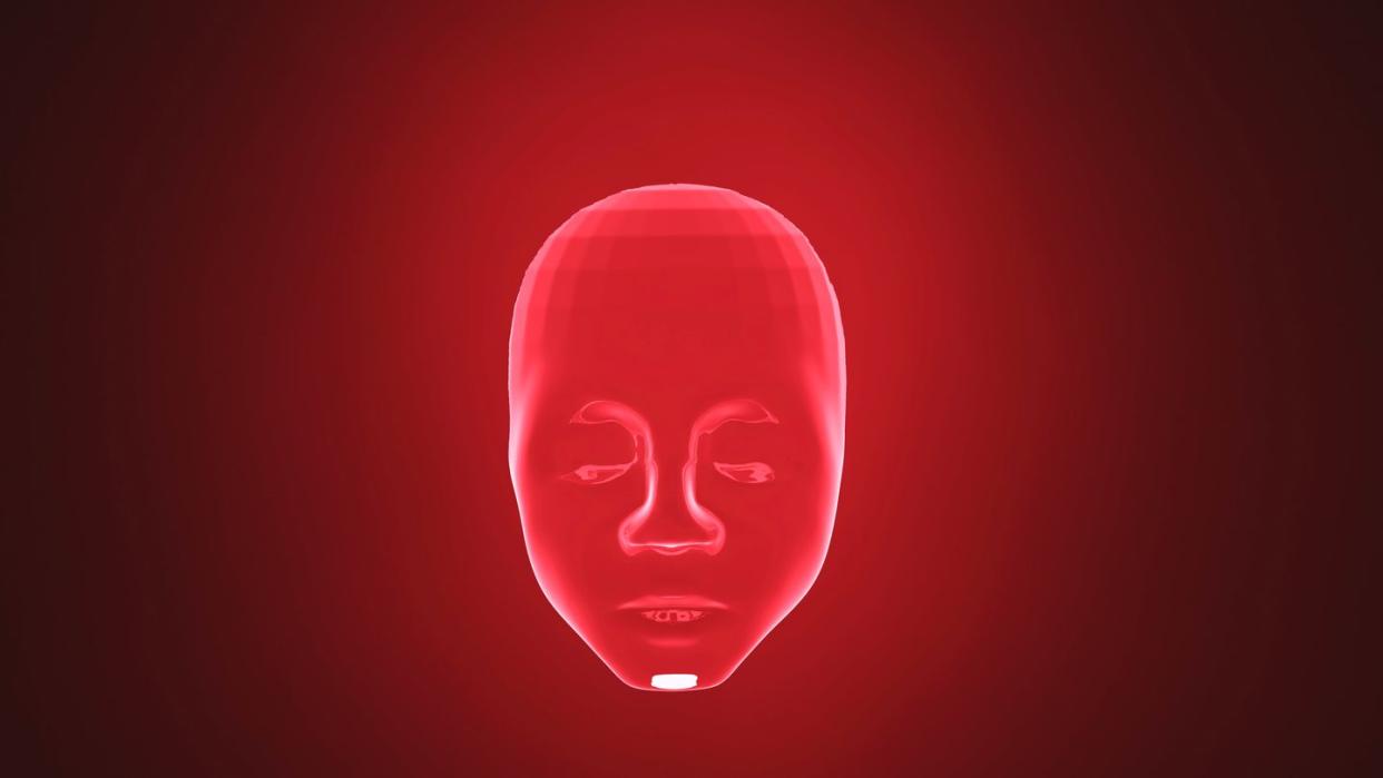 ai robot in red tone, 3d render