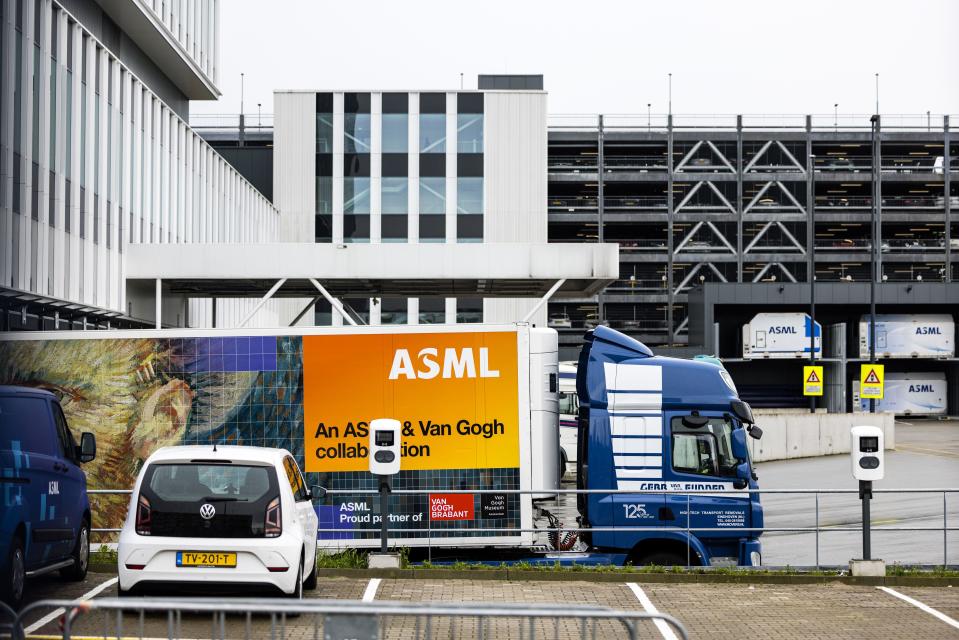 VELDHOVEN - Containers with chip machines from ASML. 