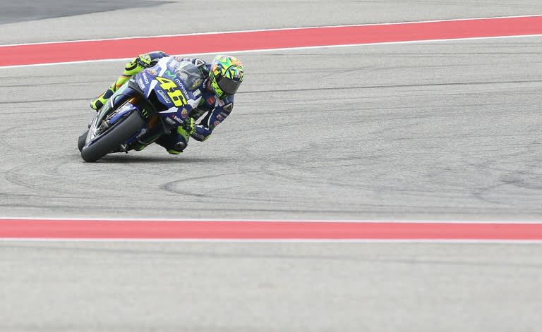 Italy's Valentino Rossi during qualifying in the 2016 Grand Prix of the Americas MotoGP race at circuit of the Americas, in Austin, Texas on April 9, 2016