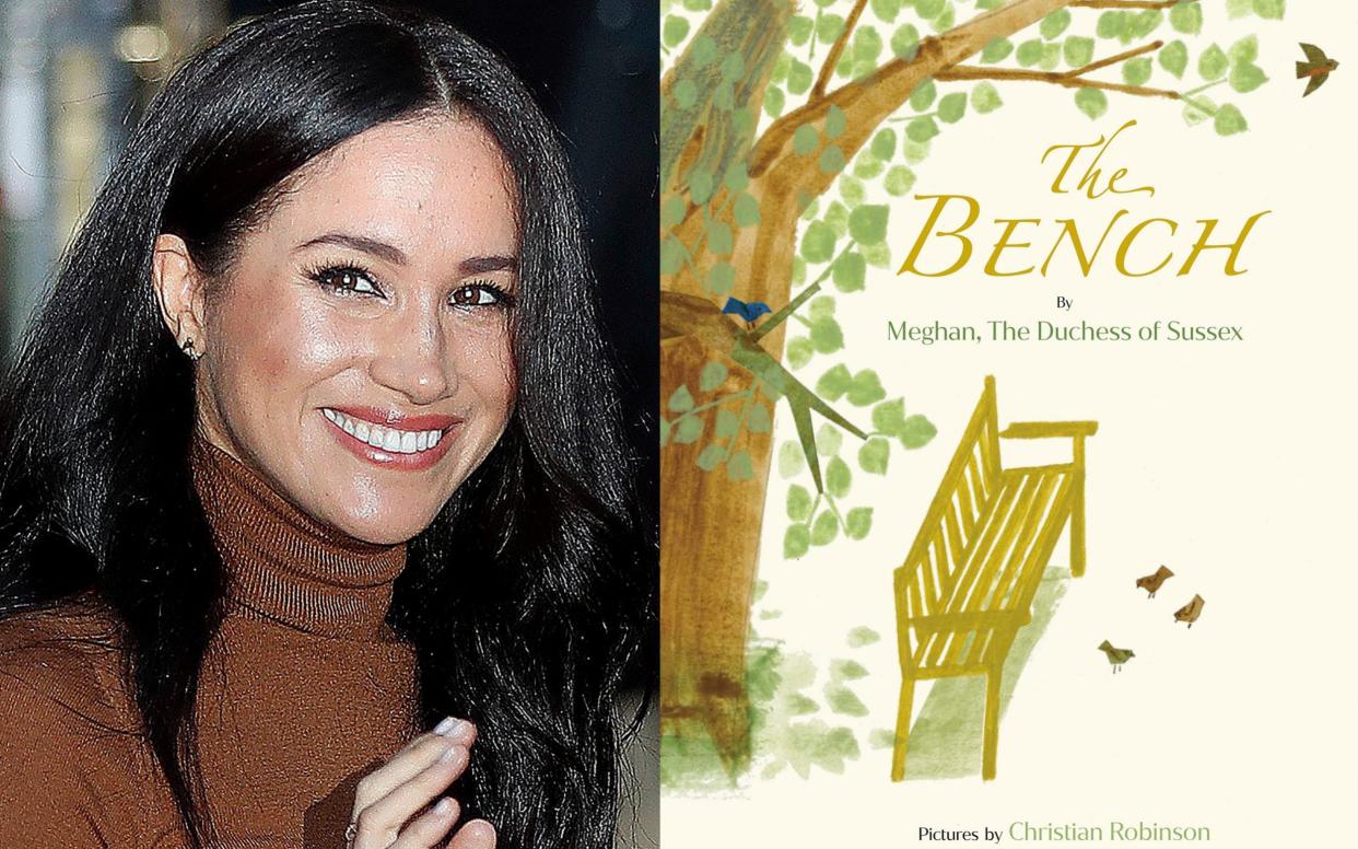 Meghan, the Duchess of Sussex and cover art for her upcoming children's book 'The Bench' -  Random House