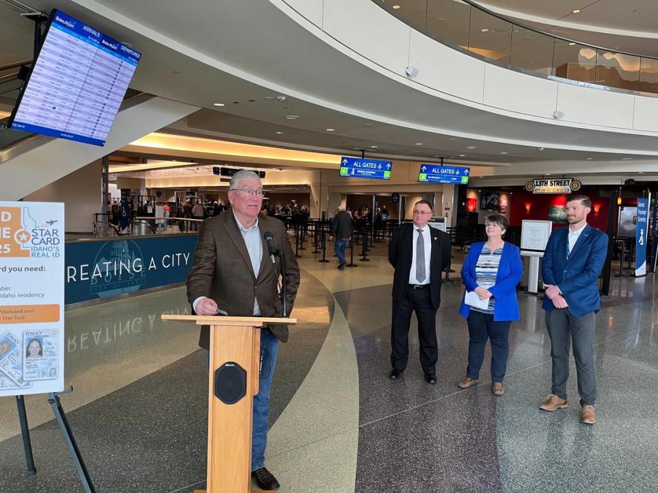 Idaho Lt. Gov. Scott Bedke addresses the coming Star Card deadline at a Tuesday news conference. Beginning May 7, 2025, Idahoans will need a Star Card driver’s license to board a commercial flight.