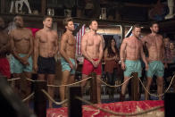 <p>Kenny, Eric, Dean, Brady, Adam, Lee, and Bryce in ABC’s <i>The Bachelorette</i>. (Photo: Matt Brown/ABC) </p>