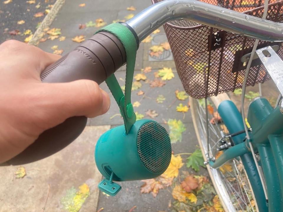 Oliver Keens’ bluetooth speaker, which accompanies him on his bicycle journeys (Oliver Keens)