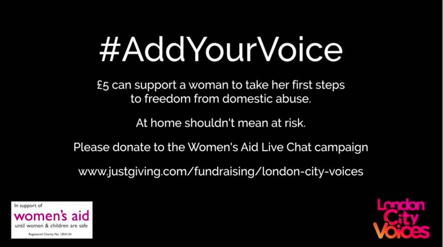 The song release raised £27K in three days to help keep the Women's Aid Live Chat hours open for longer. (London City Voices)