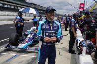 Marco Andretti waits for the start of the final practice for the Indianapolis 500 auto race at Indianapolis Motor Speedway in Indianapolis, Friday, May 27, 2022. (AP Photo/Michael Conroy)