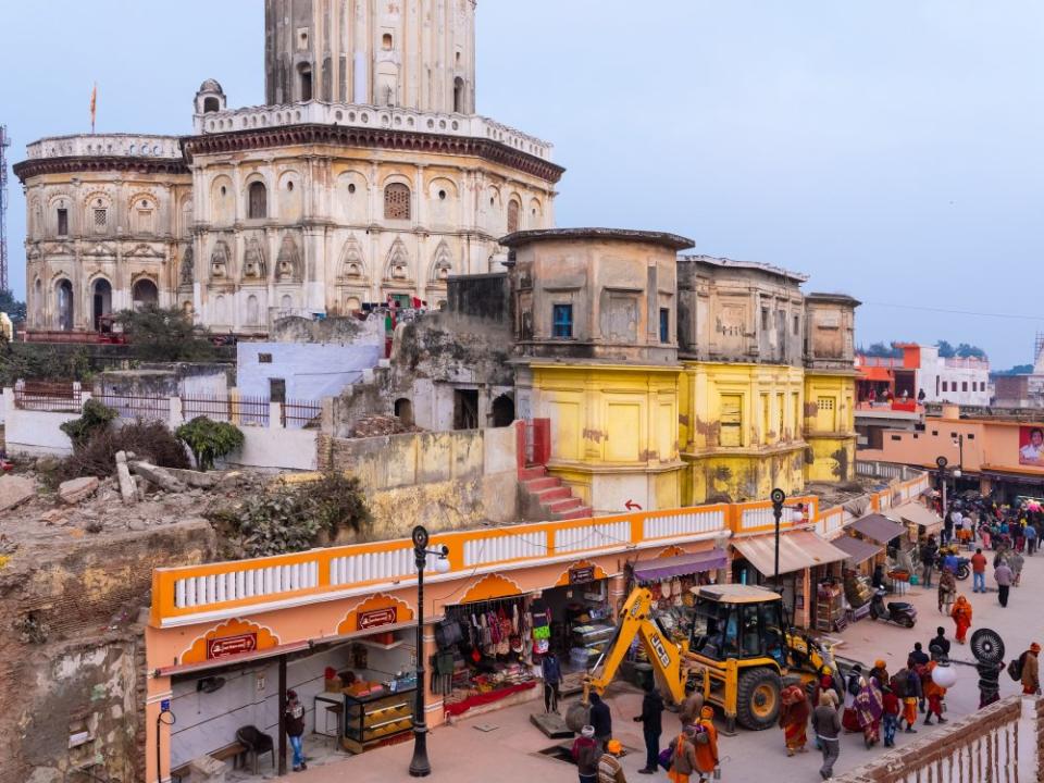 An important throughfare in Ayodhya leading to the Hanuman Garhi temple is lined with shops that have recently received a government-sponsored facelift, on Jan. 17.<span class="copyright">Mahesh Shantaram for TIME</span>