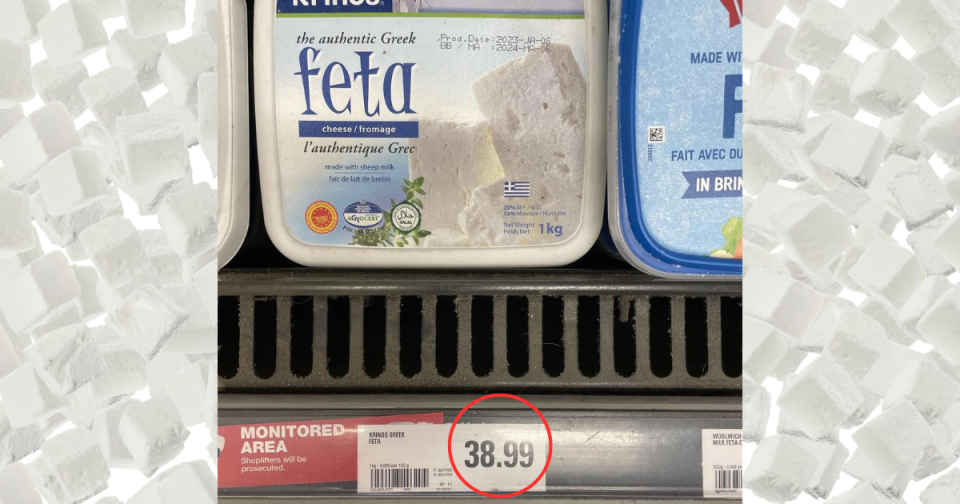 A nearly $40 container of feta being sold at Loblaws is baffling grocery shoppers, especially since similar products can easily be found for more than half the price at other retailers.