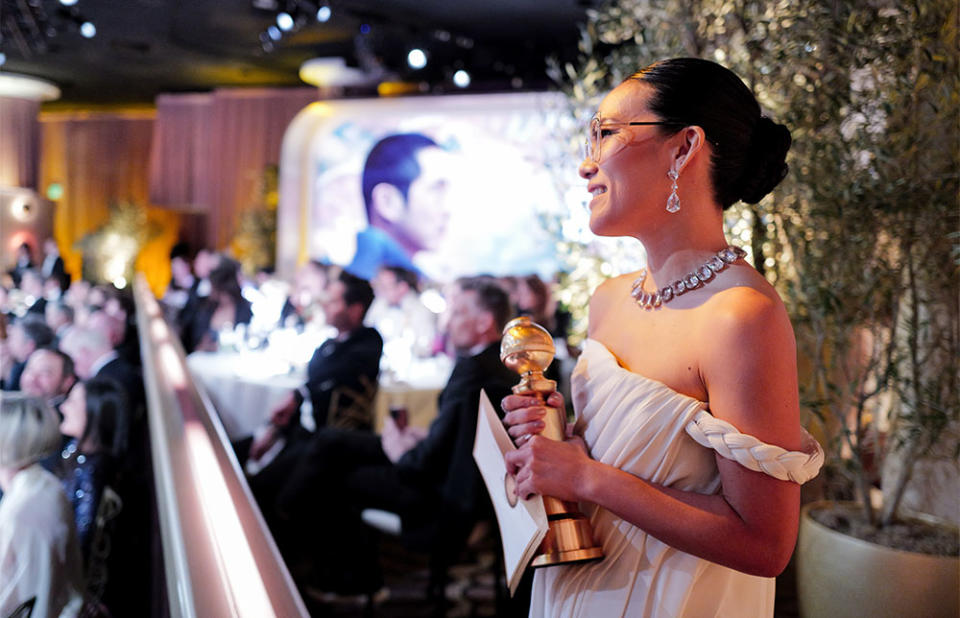 Ali Wong at the 81st Golden Globe Awards held at the Beverly Hilton Hotel on January 7, 2024 in Beverly Hills, California.