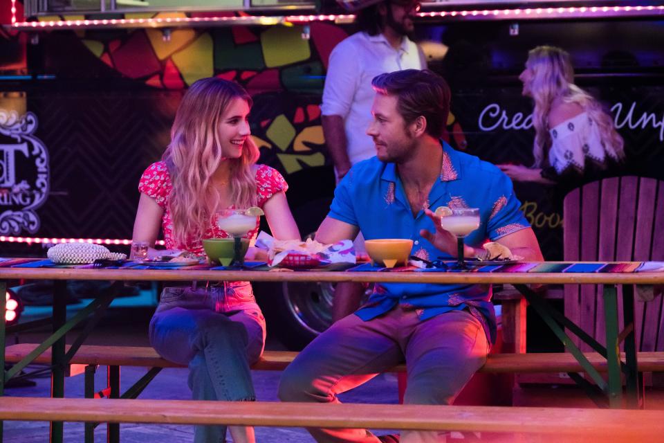 Emma Roberts and Luke Bracey play a couple of singles who enjoy each other's company every holiday in the romantic comedy "Holidate."