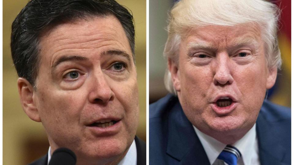 Jim Comey, exdirector del FBI, y el presidente estadounidense Donald Trump. (Archivo Yahoo)