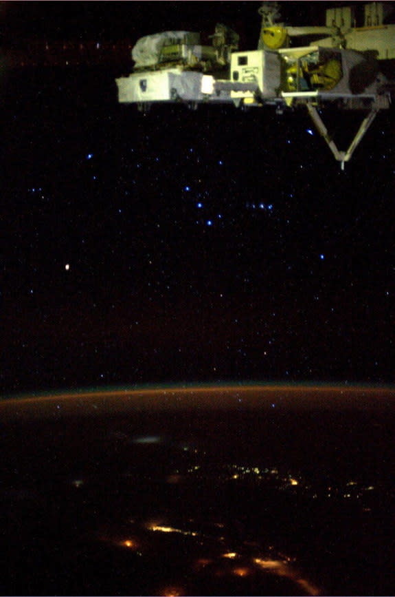 Astronaut Karen Nyberg tweeted a photo of the constellation Orion taken aboard the International Space Station. Tweet dated August 15, 2013.