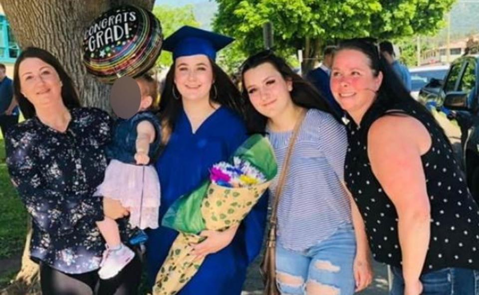 Ashley Wadsworth (centre) with her family (PA Media)