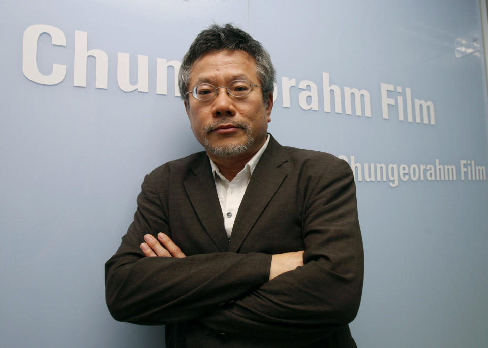 In this July 17, 2012 photo, Choi Yong-bae, Chungeoraham Film CEO and Producer, poses during an interview with the Associated Press at his office in Seoul, South Korea. After being turned down by many investors over the last four years, Choi said it feels strange and exciting that his revenge film about a notorious South Korean president blamed for the massacre of democracy protesters is finally coming to life through online donations. (AP Photo/Ahn Young-joon)