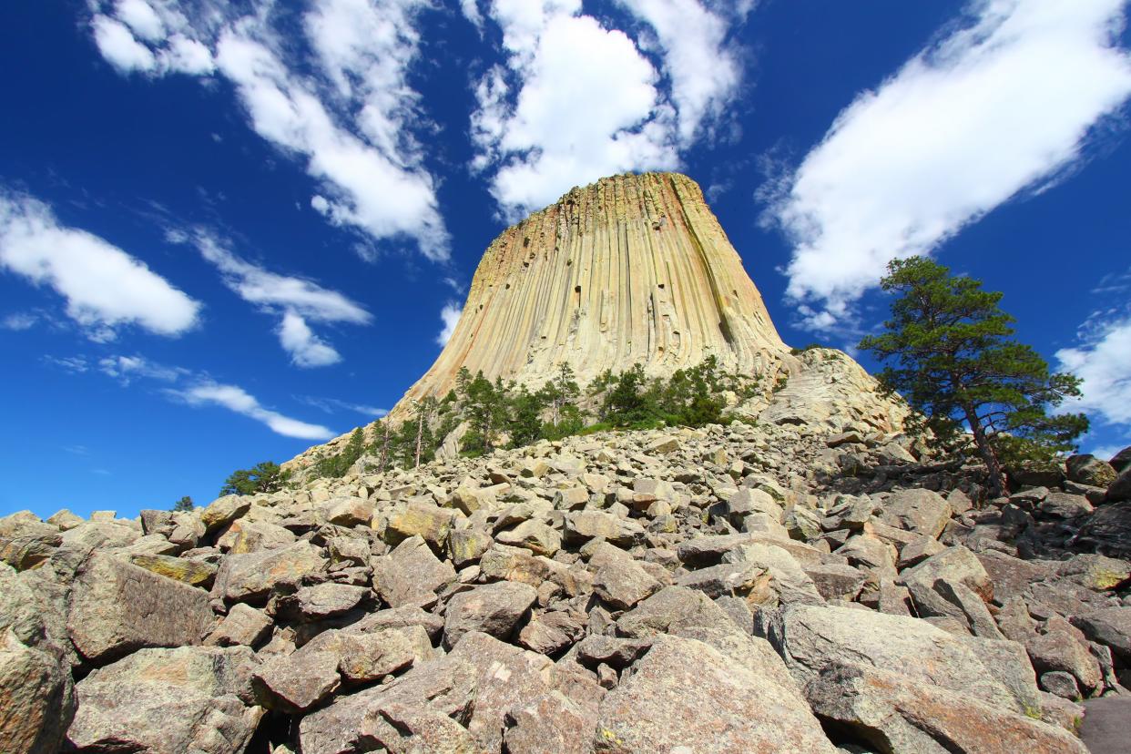 Devils Tower, Wyoming on a bright summer day