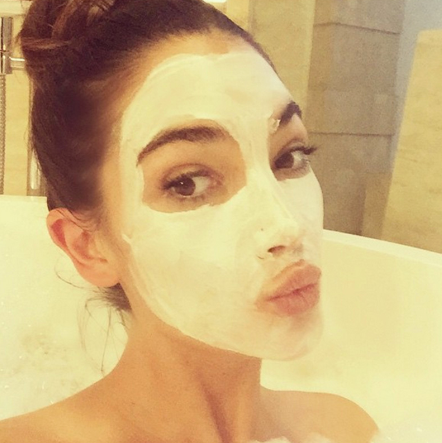 Lily Aldridge Face Mask Selfie