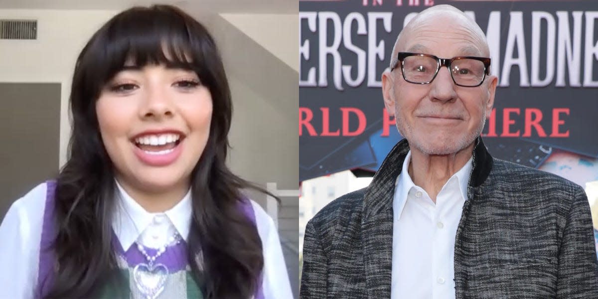 Sir Patrick Stewart gives Xochitl Gomez advice