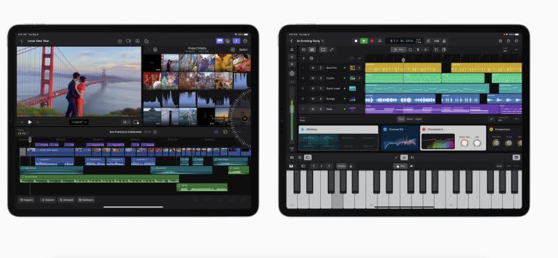 ▲蘋果今(9)晚宣布5/23起推出iPad 版 Final Cut Pro 與 Logic Pro ，將在 App Store 以訂閱形式提供，費用每月150元，讓平板功能更加強大。(圖／官方提供)