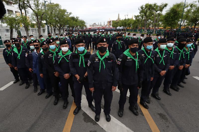 Pro-democracy protesters take part in a mass rally in Bangkok