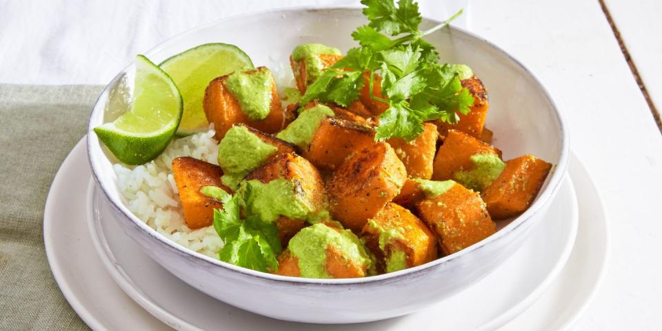 Roasted Squash and Pumpkin Seed Mole Bowls