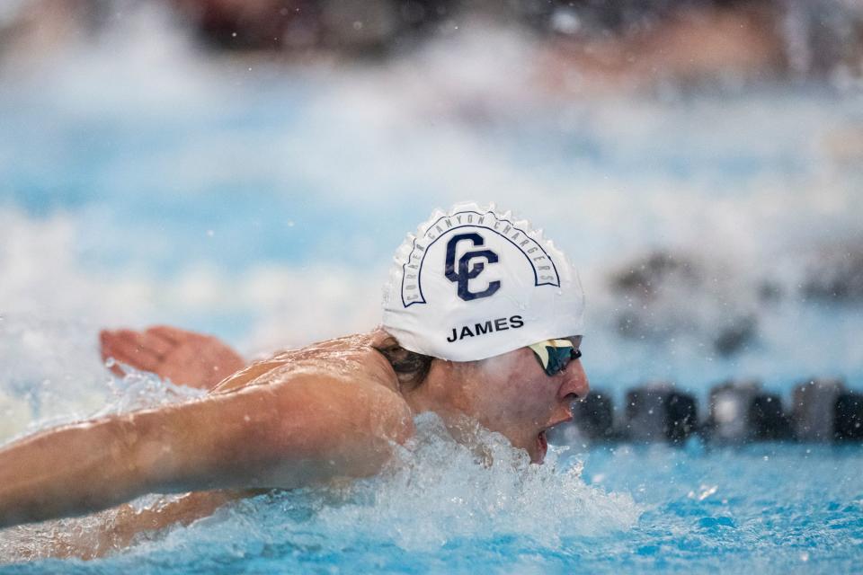 James Lillian of Corner Canyon High School competes at the Utah 6A State Meet at the Stephen L. Richards Building in Provo on Saturday, Feb. 24, 2024. | Marielle Scott, Deseret News