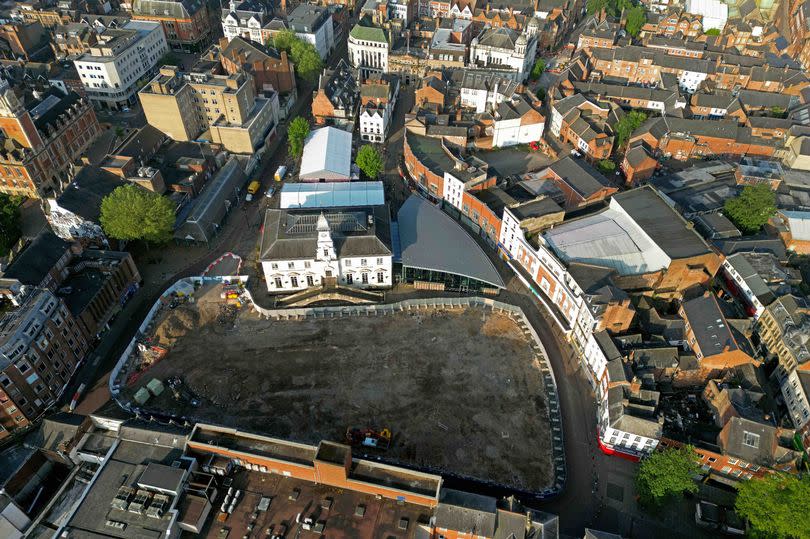 Aerial picture of the demolished Leicester Market space