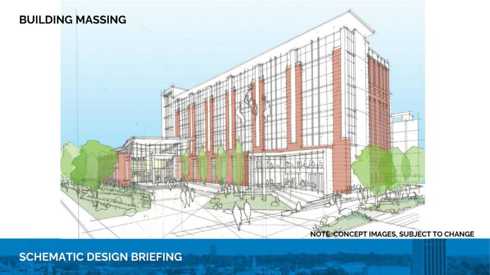 This rendering of the proposed new judicial center in Columbus, Georgia was part of a schematic design briefing presented Sept. 27, 2022.