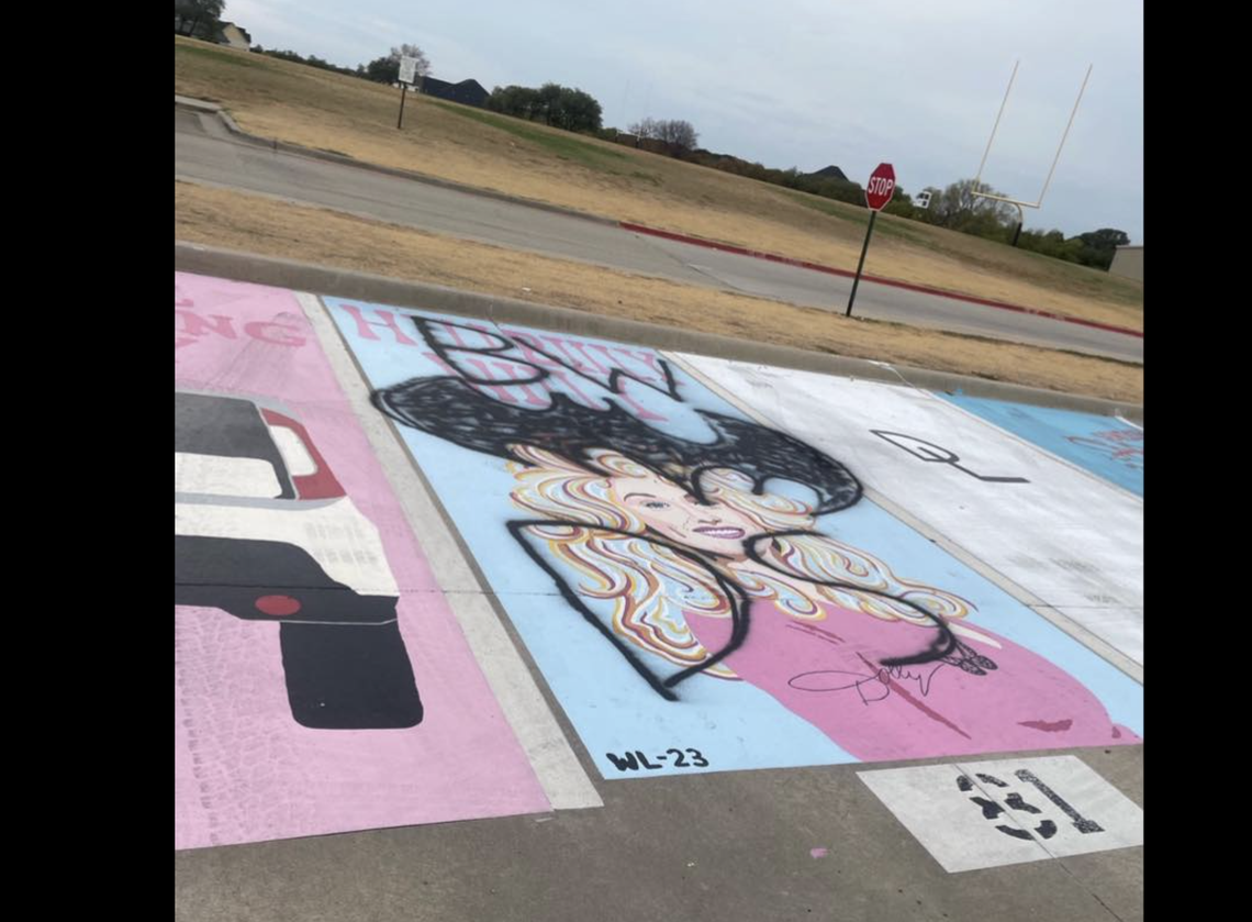 An Aledo High School senior painted his senior parking spot in honor of his idol, Dolly Parton. The spot was vandalized over the weekend.