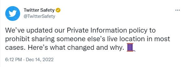 A tweet from Twitter safety follows Elon Musk saying he will sue a UCF for tracking his jet.