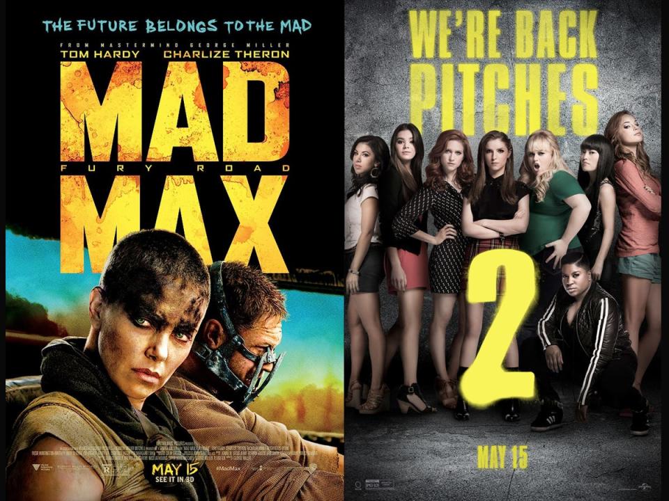 "Mad Max Fury Road" and "Pitch Perfect 2" posters